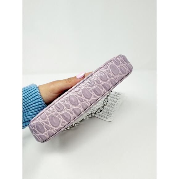 NWT By Far Rachel Mini Lilac Circular Crocodile Croc Embossed Leather Small Bag - Picture 6 of 12